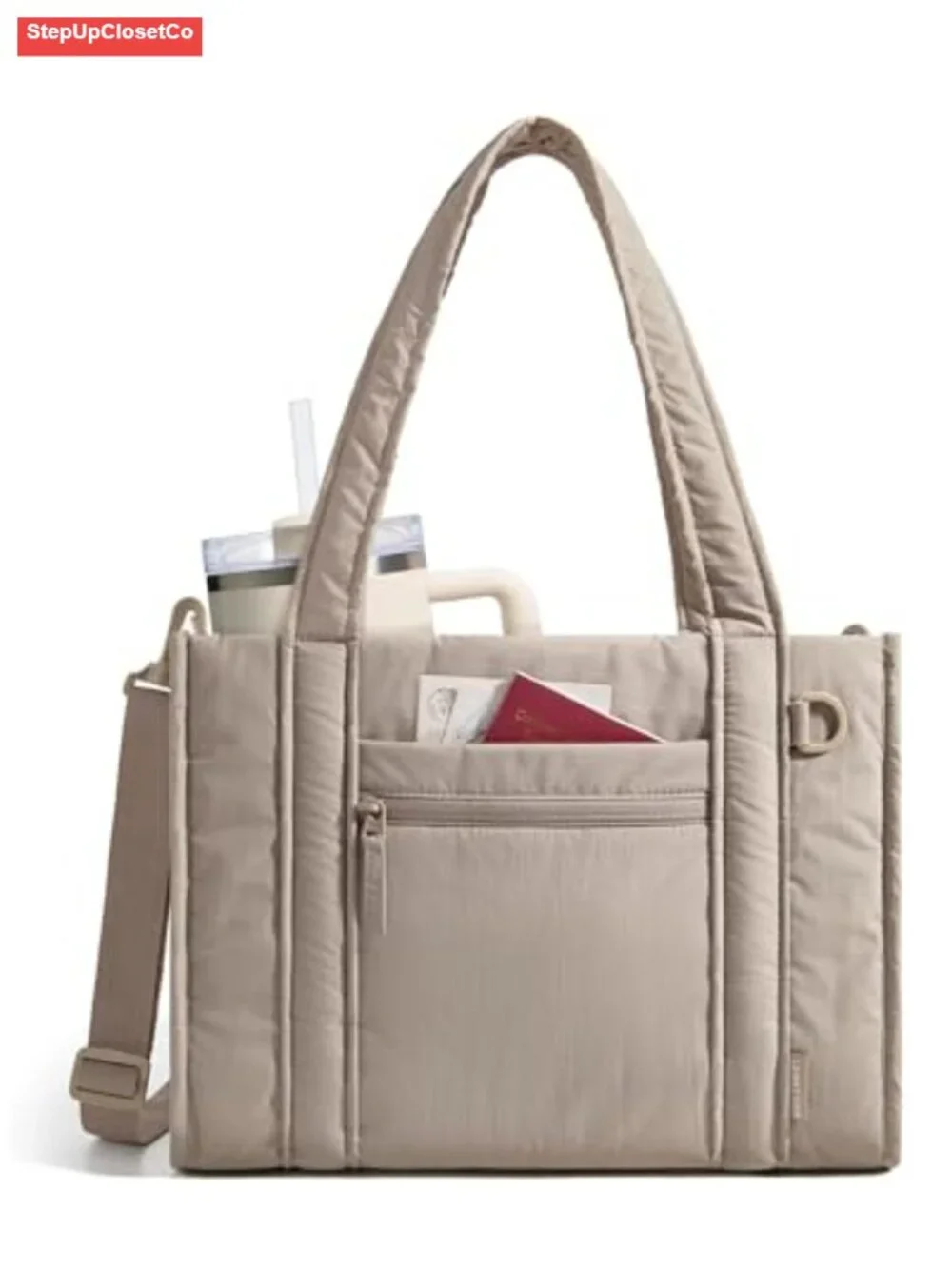 Quilted Tote Bag for Women, 20L Large Work Bag with Laptop Compartment,